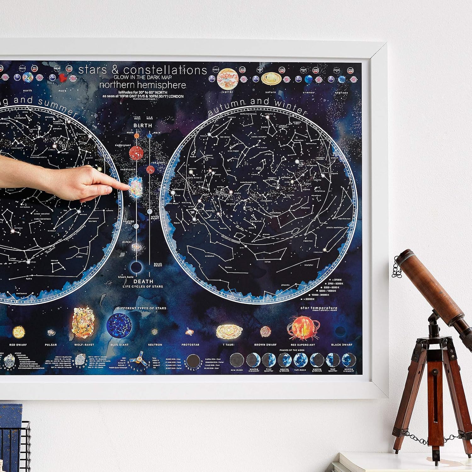 Stars and Constellations Glow in the Dark Map - Stargazers and Night Sky Poster Gift - 84.1 x 59.4 cm - Image 3