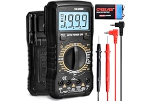 CYEELVES Digital Multimeter, Multifunction Battery Tester, Multi Tester with Contactless Voltage Detection, Backlit LCD Display, Auto-Ranging Tests for Voltage, Current, Resistance, Continuity Frequency, Diode