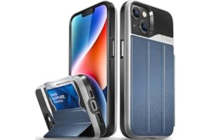 VENA vCommute Wallet Case Compatible with Apple iPhone 14 (6.1"-inch), (Military Grade Drop Protection) Flip Leather Cover Card Slot Holder with Kickstand - Blue