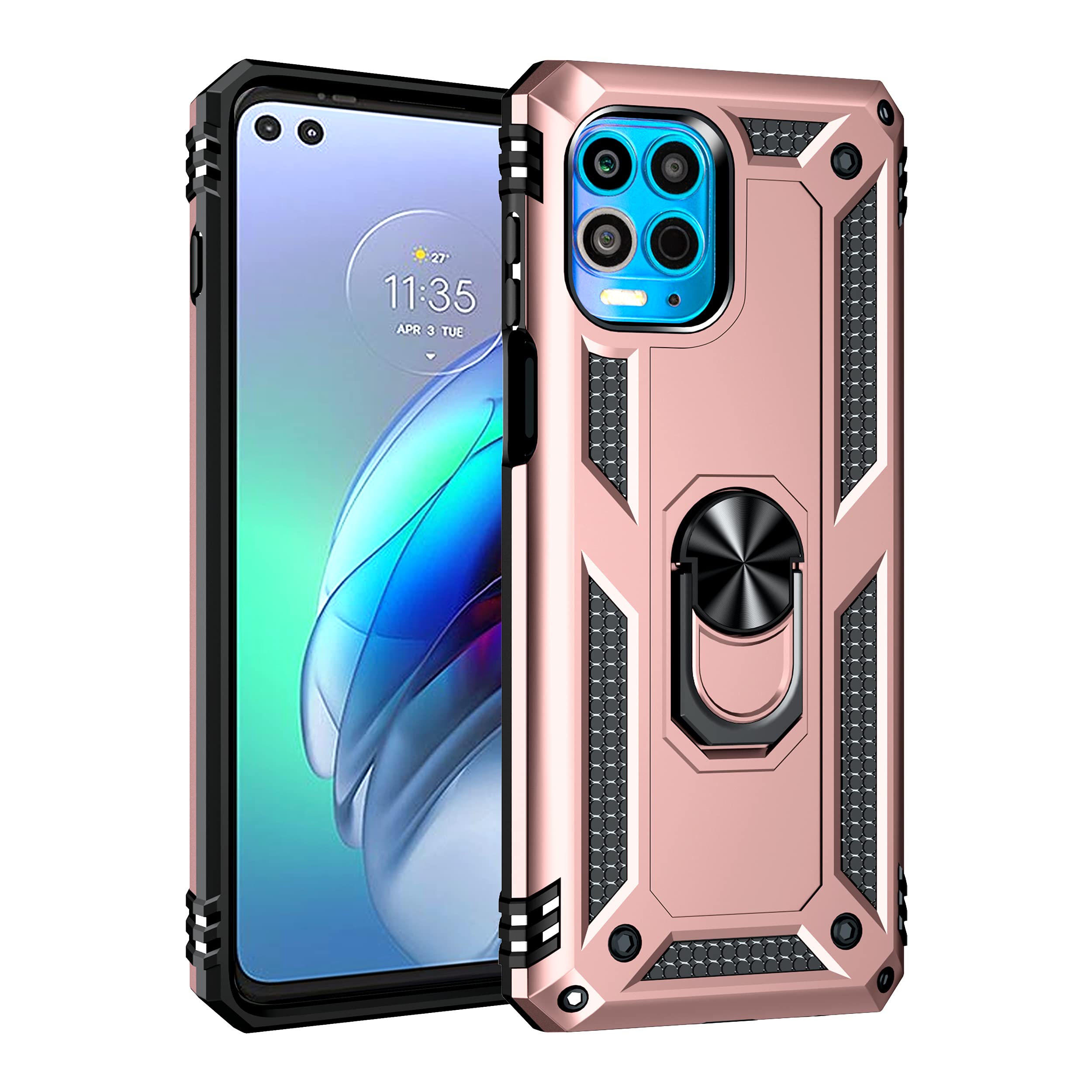 BestST Case Compatible with Motorola Moto G100/Edge S Case, + Screen Protector, Rugged Armor Ultimate Anti Shock Dual Layer Full Body Protective Shockproof Bumper Cover,RoseGold — image 1