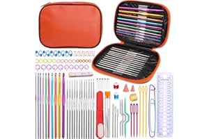 Pnytty Crochet Hooks, 100pcs Crochet Hook Kit with Case, Complete Crochet Hooks Set Include Ergonomic Crochet Hooks, Crochet Accessories for Beginners and Experienced