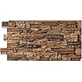 AZ Faux AZ Faux High-Density Polyurethane Faux Stone Wall Covering Panels for Interior and Exterior Decor | Stacked Stone Siding Panel with Touch-Up Kit Sedona 48"L x 24"H x 2"D | 1-Pack Cognac Brown