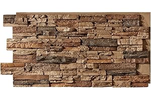 AZ Faux High-Density Polyurethane Faux Stone Wall Covering Panels for Interior and Exterior Decor | Stacked Stone Siding Panel | Sedona | 48''L x 24''H x 2''D | 1-Panel | Cognac Brown