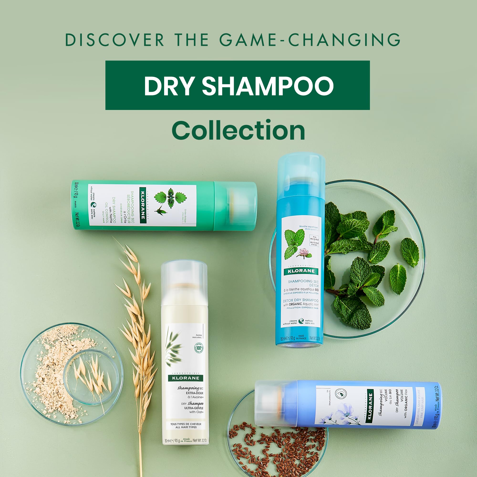 Klorane Ultra Gentle Dry Shampoo with Oat+ - Gentle Formula - Instantly Revives Hair and Eliminates Odor, Dirt, and Oils - Hypoallergenic & Vegan - Paraben & Sulfate-Free