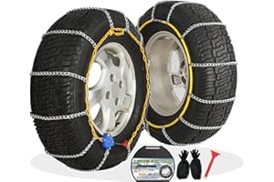 TASEYOK Auto Fixing Snow Chains, 2 x 12 mm, 30s Quick Installation of Tire Chains with Automatic Tensioner, Universal Emergency Tire Traction Chain for Cars, Pickups, and SUVs (HLN 170)
