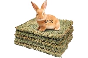 HAMILEDYI Grass Mat Woven Bed Mat for Small Animal 5 Grass Mats Bunny Bedding Nest Chew Toy Bed Play Toy for Guinea Pig Parrot Rabbit Bunny Hamster Rat