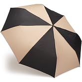 Totes Folding Golf Umbrella Water Repellant, Auto Open/Close, UV Sun Protection, 54-Inch, Black/British Tan