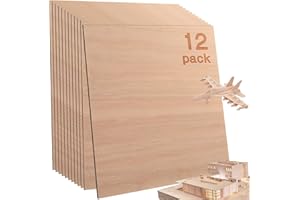 VEMKYRIO 12 Pcs Mahogany Plywood Sheets,12 x 12 x 1/8 Inch - 3mm Thick Mahogany Unfinished Wood for Crafts Laser Cutting & Engraving, School DIY Projects, Painting, Fretwork, CNC Cutting, and Wood Burning