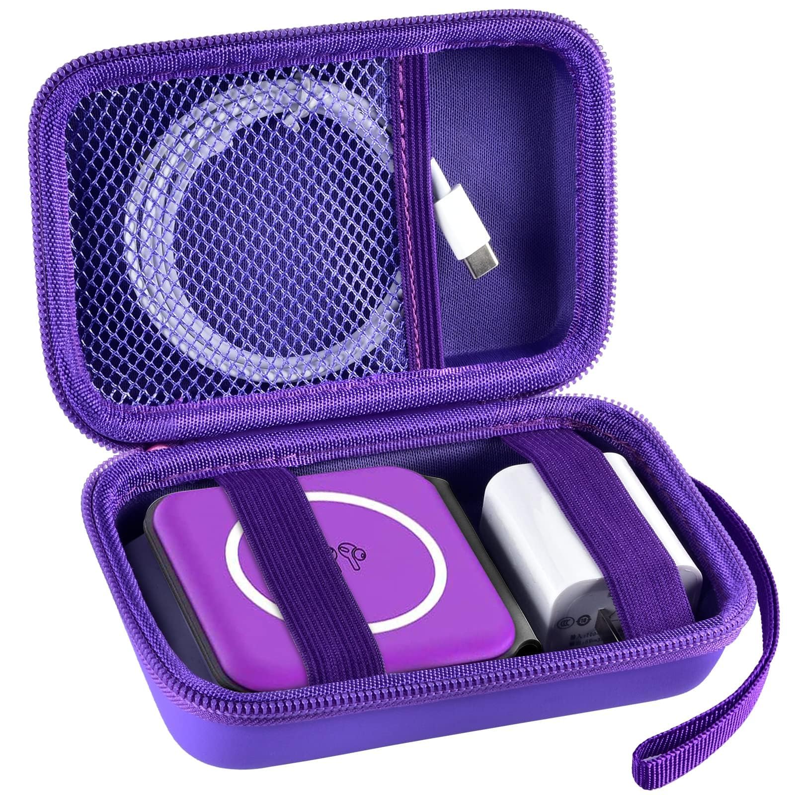 Travel Case for UCOMX for Nano/for Iseyyox/for LISEN/for RTOPS 3 in 1 Wireless Charger, Foldable Magnetic Charging Station Storage Holder Bag for Fast Charge Pad Cable and Adapter, Purple-Box Only