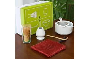 BRJSY Complete Matcha Tea Set - Traditional Japanese Matcha Tea Ceremony Kit with Bamboo Whisk | Matcha Bowl with Spout + Matcha Whisk Holder & Sifter - Perfect for a Mindful Tea Experience (Grey)