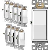 ENERLITES White Single Pole Decorator Paddle Light Switch, 15A, 10 Pack | Decorative Rocker Switch, 120V/277V, 3 Wire, Grounding Screw, Residential Grade, Gloss Finish, UL Listed