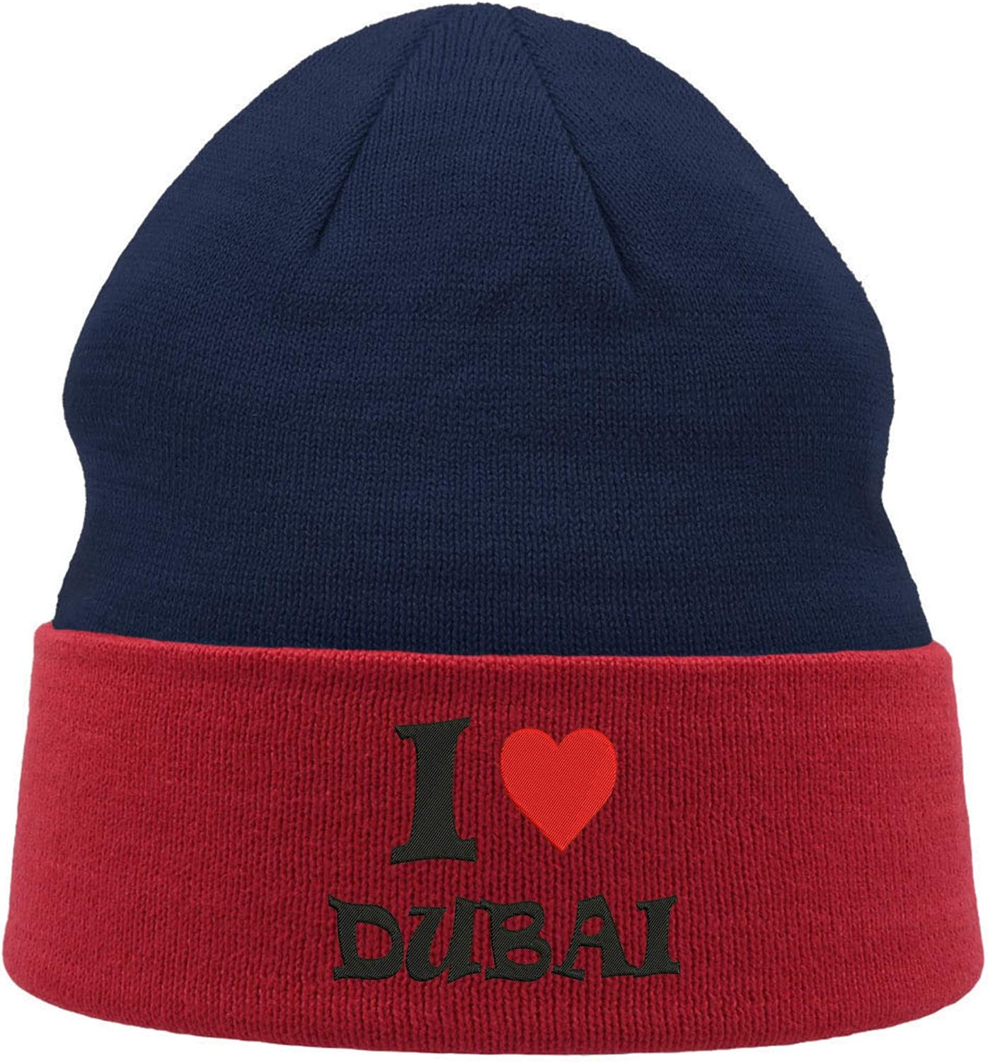 I Love Dubai City Travel United Arab Emirates Embroidered Winter Beanie