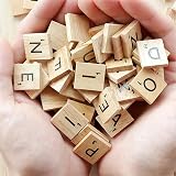 IRYNA 100Pcs Wooden Scrabble Letters for Crafts A-Z Capital Tiles Children's view 3