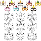 Lonfliness 36 Set Cat Coloring Mask Animal Paper Arts Crafts Kids Color Your Own Birthday Cat Blank DIY Mask Masquerade Birthday Party Dress-Up Decoration Favor School Classroom Activity Game Supplies