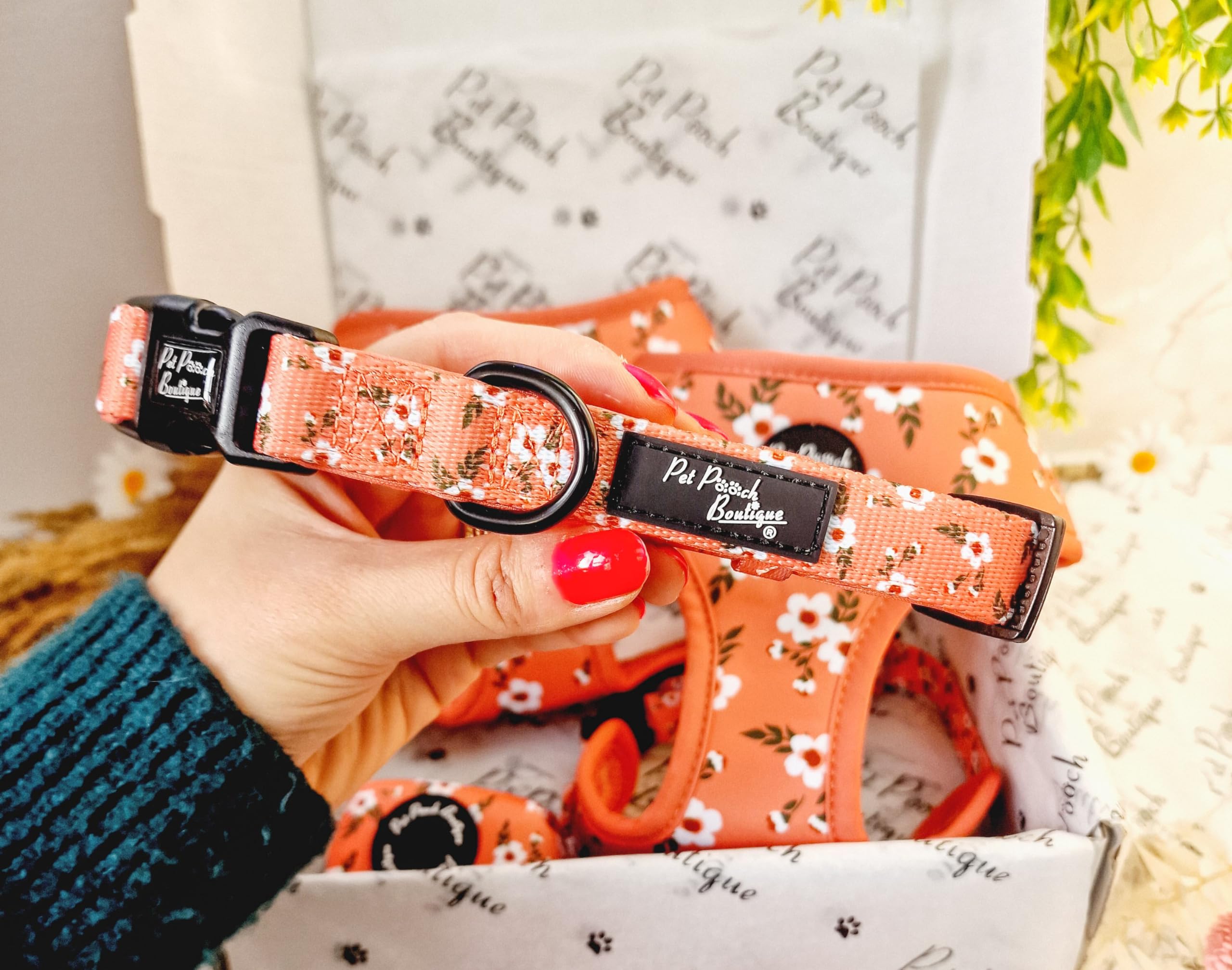 PEACH & IVY BLOSSOM DOG COLLAR M
