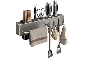 Multi-Functional Wall-Mounted Kitchen Organizer - Heavy-Duty Carbon Steel Knife Holder, Professional Japanese Knife Storage R
