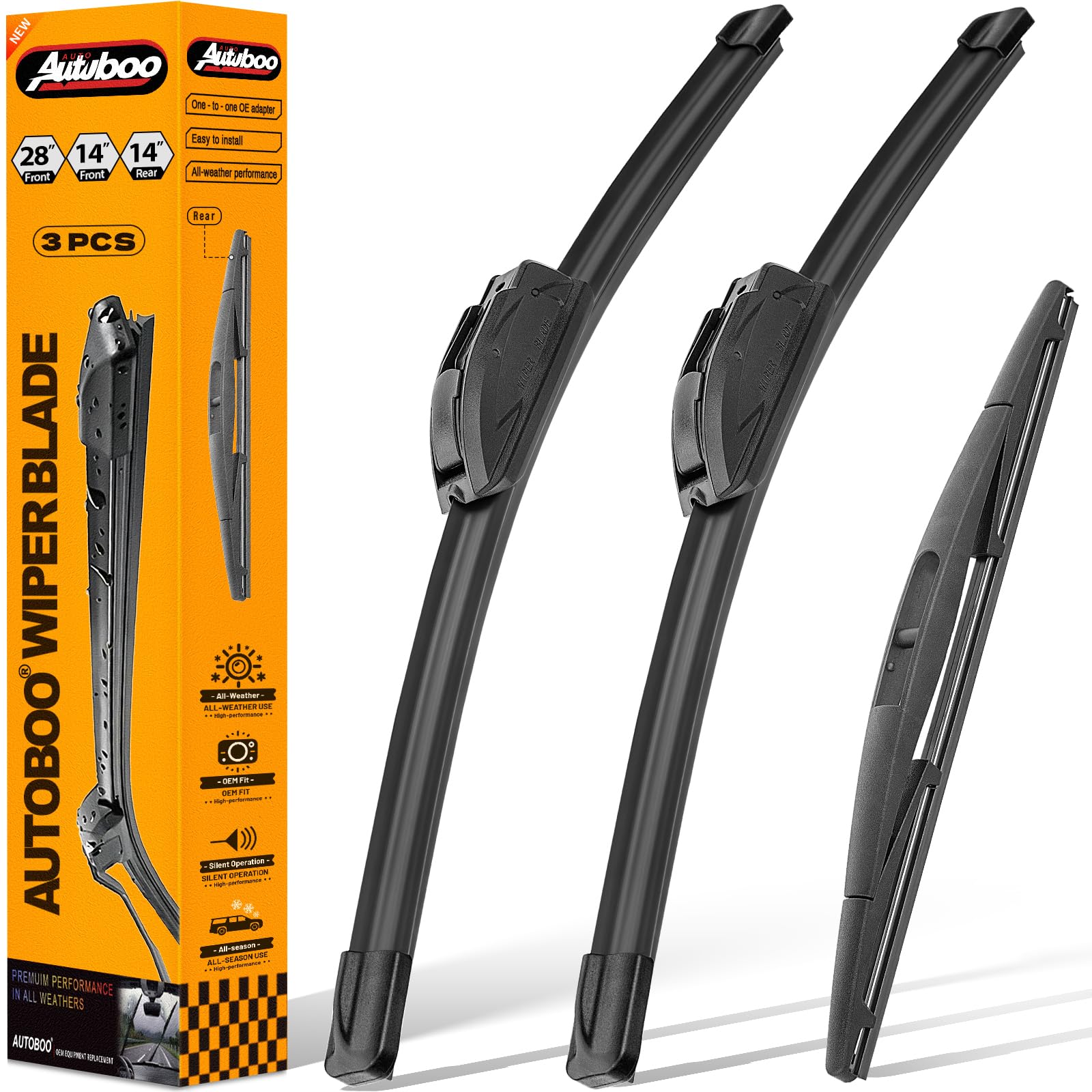 Photo 1 of 3 Wipers Replacement for Honda fit Rear and Front Windshield Wiper Blades 2009-2020,3 Pieces 28"+14"+14 inch