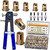ASKWAY SAE Pressure Rivet Nut Tool Kit 420pcs, SAE Thread Rivet Nuts Kit | 420pcs SAE Rivet Nut Assortment Kit (5/16-20, 1/4-20, 10-24, 8-32, 6-32) ,Carbon Steel Rivet Nuts; Includes Rivet Nut Tool.