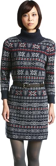 ジョア Joie ジョアノルディック柄ニットワンピース 745 78 ネイビー Xs ワンピース チュニック 通販 Amazon