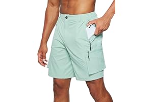 Pudolla Men's Hiking Cargo Shorts Quick Dry Outdoor Travel Shorts for Men with Multi Pocket for Fishing Camping Casual