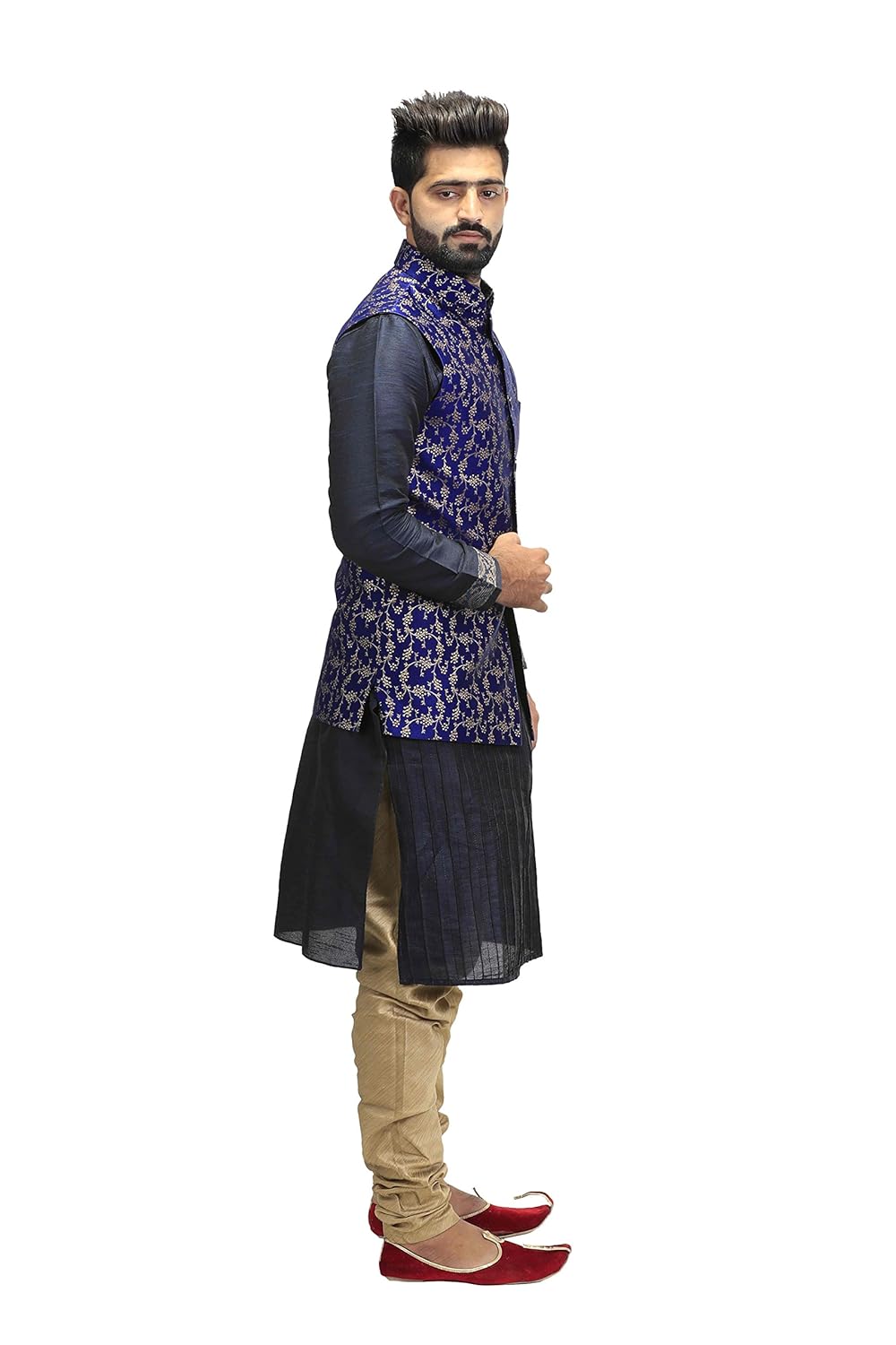 veera paridhaan men's banarasi printed nehru jacket