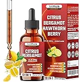 Tenmido 10in1 Citrus Bergamot Liquid Drops with Hawthorn Berry, Beet Root, Berberine HCl, Ceylon Cinnamon, Sylvestre, Turmeric Curcumin, Garlic, Ginger, and Dandelion - 30ml 1 Fl Oz
