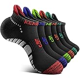 KEMISANT Men Running Socks,Active Ankle Socks No show Cushioned Footbed Arch Support
