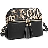 Dasein Women Tassel Zipper Pocket Crossbody Bag Shoulder Purse Fashion Travel Bag with Multi Pockets