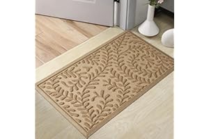 HIYARD Front Door Mat, Absorbent Dirt Trapping Welcome Door Mat Indoor Outdoor, Non Slip Entry Mat, Indoor Outdoor Door Mats, Fade Resistant, Low Profile Doormat for Entryway, 29×17, Beige