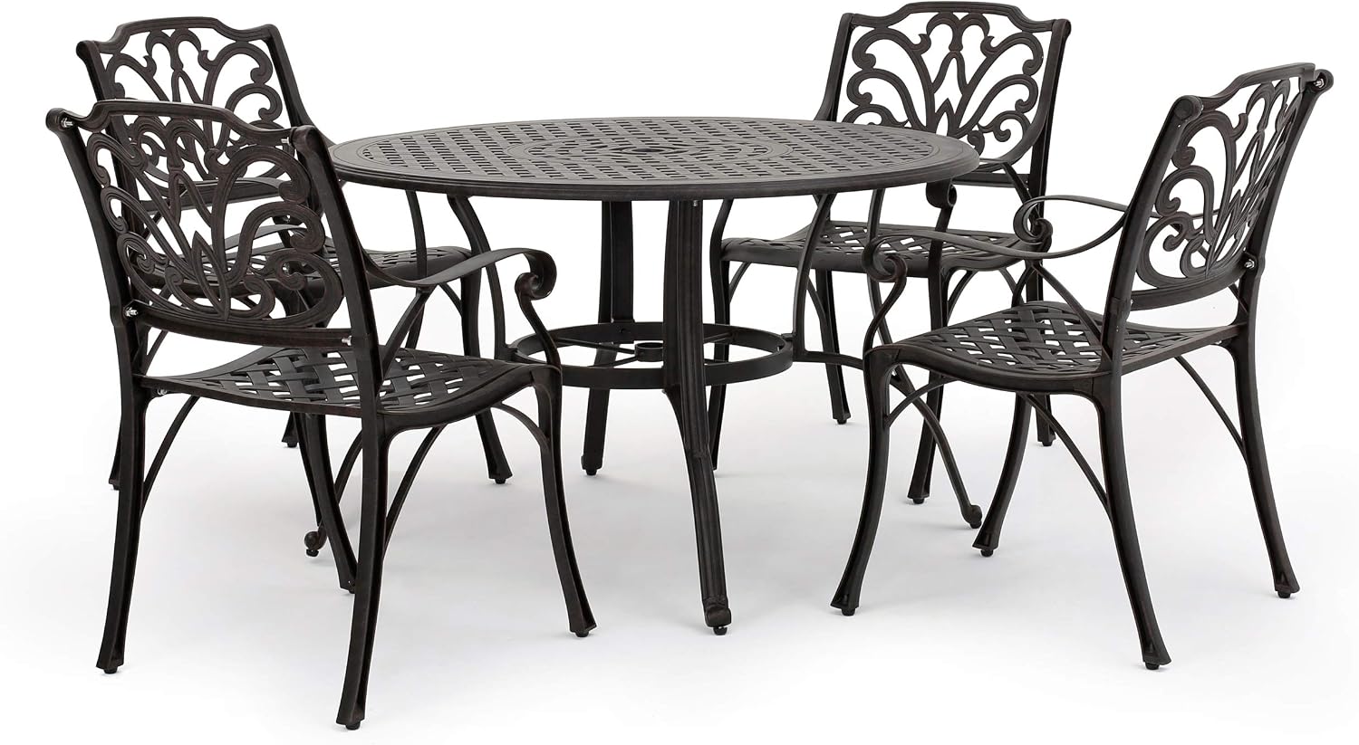 Amazon Com Christopher Knight Home Alfresco Outdoor Cast Aluminum Circular Dining Set 5 Pcs Set Bronze Garden Outdoor