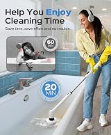 XAPROO Upgraded Electric Cleaning Brush IPX7 Waterproof 2 Speeds Long Handle view 2