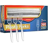 360 Count Clear Plastic Forks Heavy Duty, Premium Disposable Forks, Heat Resistant and BPA Free Plastic Silverware Utensils, Durable Plastic Cutlery Set for Parties, Picnics, Events