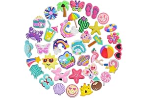 Shoe Charms for Decorations, 40 Pcs Cute Shoe Charms Summer Beach DIY Sandal Shoes Accessories for Women Men Gift Favors