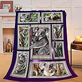 Koala Blanket Cute Koala Decor Throw Blankets Ultra Soft Cozy Fuzzy Plush Fleece Flannel Lightweight Animals Blanket Gifts for Koala Lover Girls Women Men Boys Kids for Bedding Sofa 40"X50"