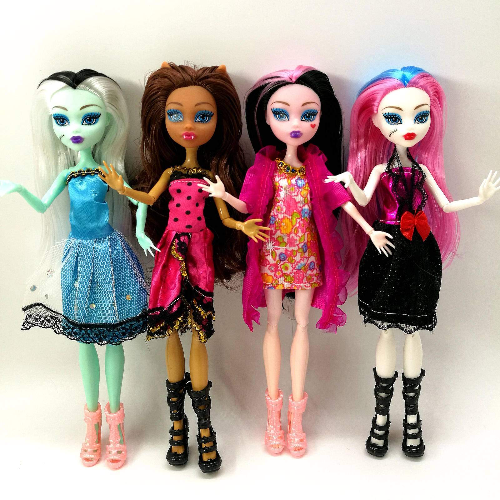 None/Brand 4pcs Monster High Doll Monster Vampire Movable Joints, The Best Gift Fashion Doll for Chi