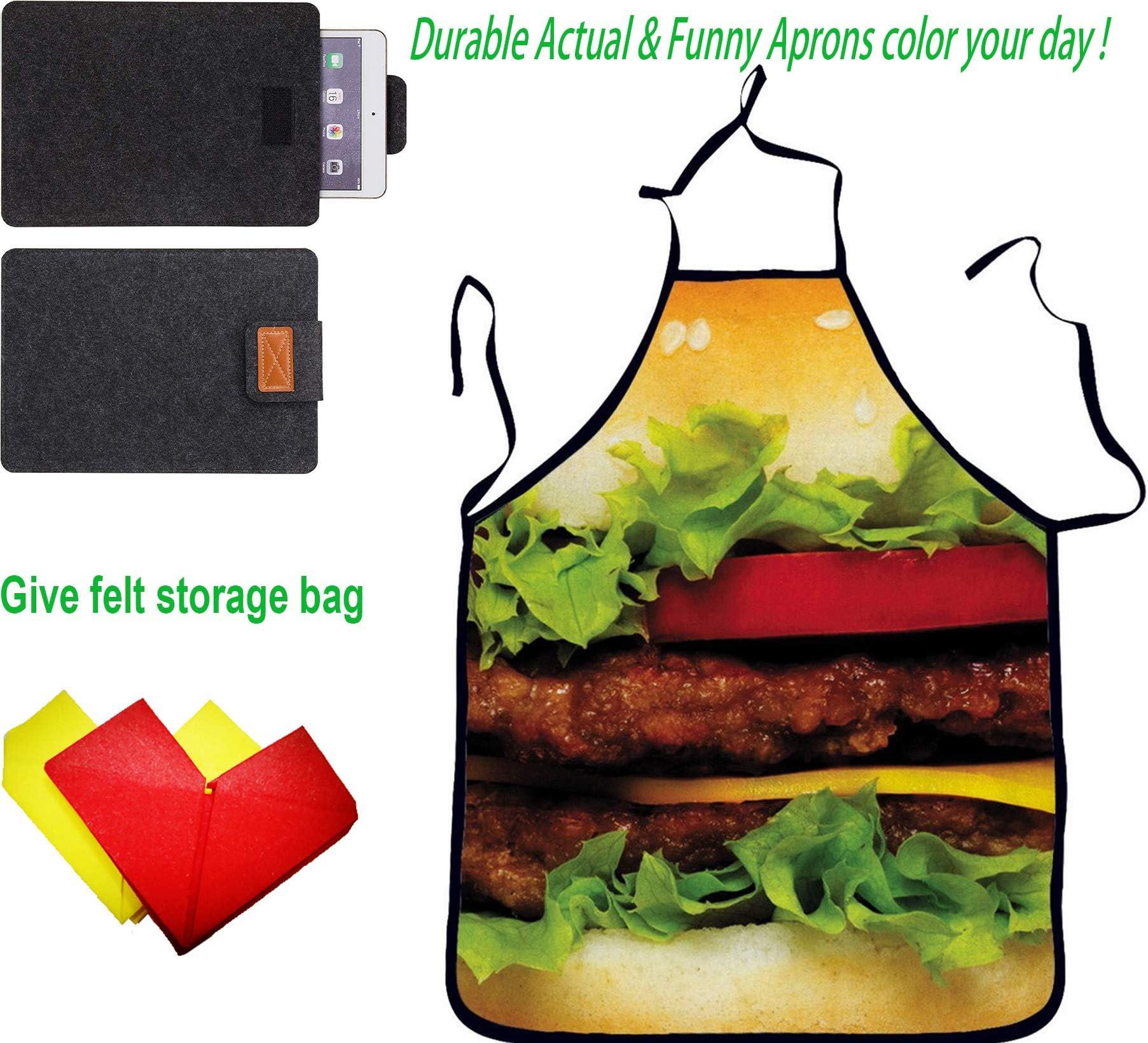 Kichen Men Women Cute Funny Sexy Cooking BBQ Apron Party Cosplay (Hamburger)