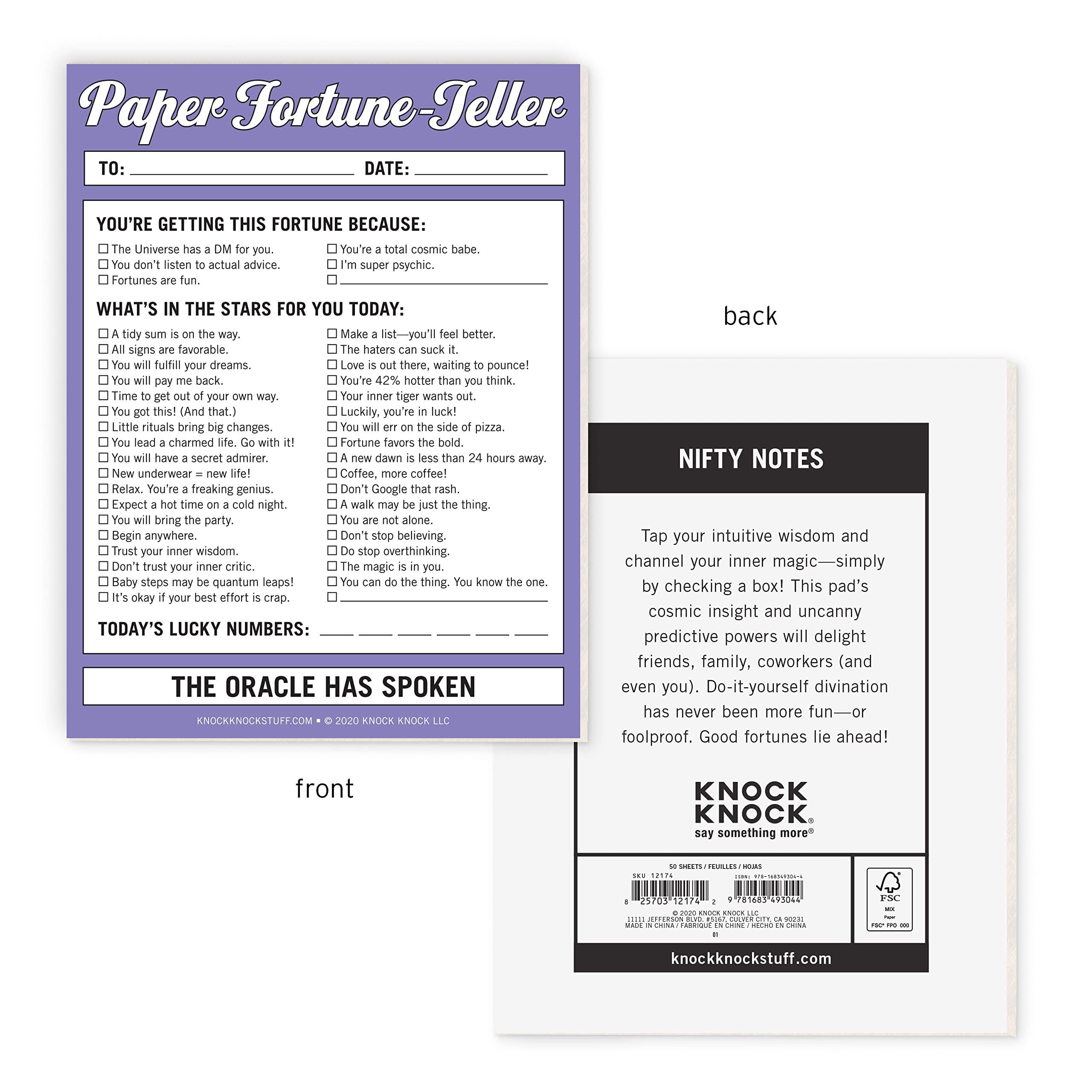 Knock Knock Paper Fortune Teller Nifty Note Pad - Oracle Gift Paper Fortune Teller Pad, 4 x 5.25-inches
