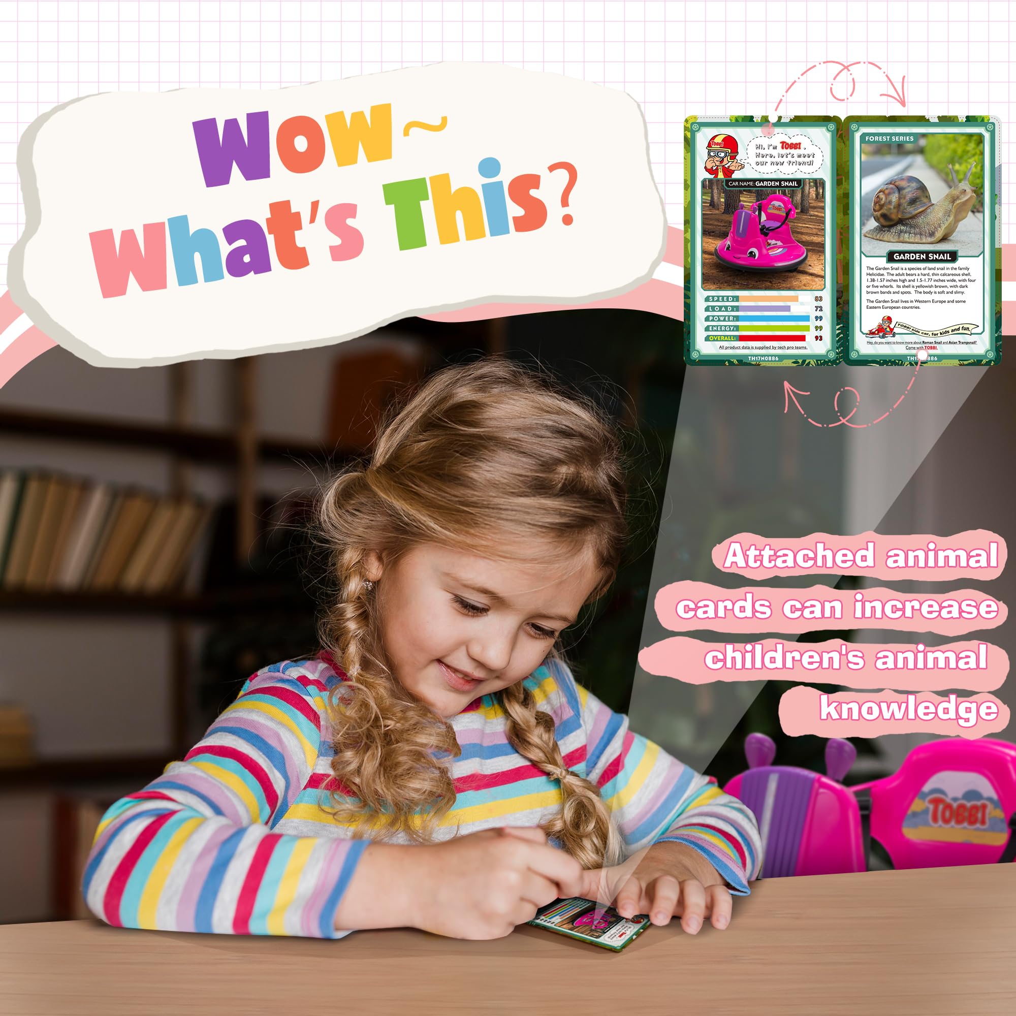 TOBBI Toddlers Bumper Car, 12v Baby Electric Ride On Snail Shape Toy with Remote Control/Children DIY Funny Stickers/360 Degree Spin for Kids of Ages 1.5-9 (Rose Red)