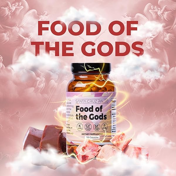 SANTA CRUZ PALEO FOOD OF THE GODS GRASS FED BEEF ORGAN SUPPLEMENT WITH GLUCOSAMINE, BONE MARROW, BEEF LIVER, COLOSTRUM, MACA ROOT & ELDERBERRY, GLUTEN FREE, KETO, SUGAR FREE, PALEO, 30 SERVINGS