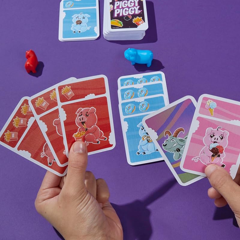 Porquinho, Jogo de cartas, 2 a 6 jogadores, Planos ao ar livre, Família e amigos, Presente para meninos e meninas 7 anos ou mais, Porcos e cabras