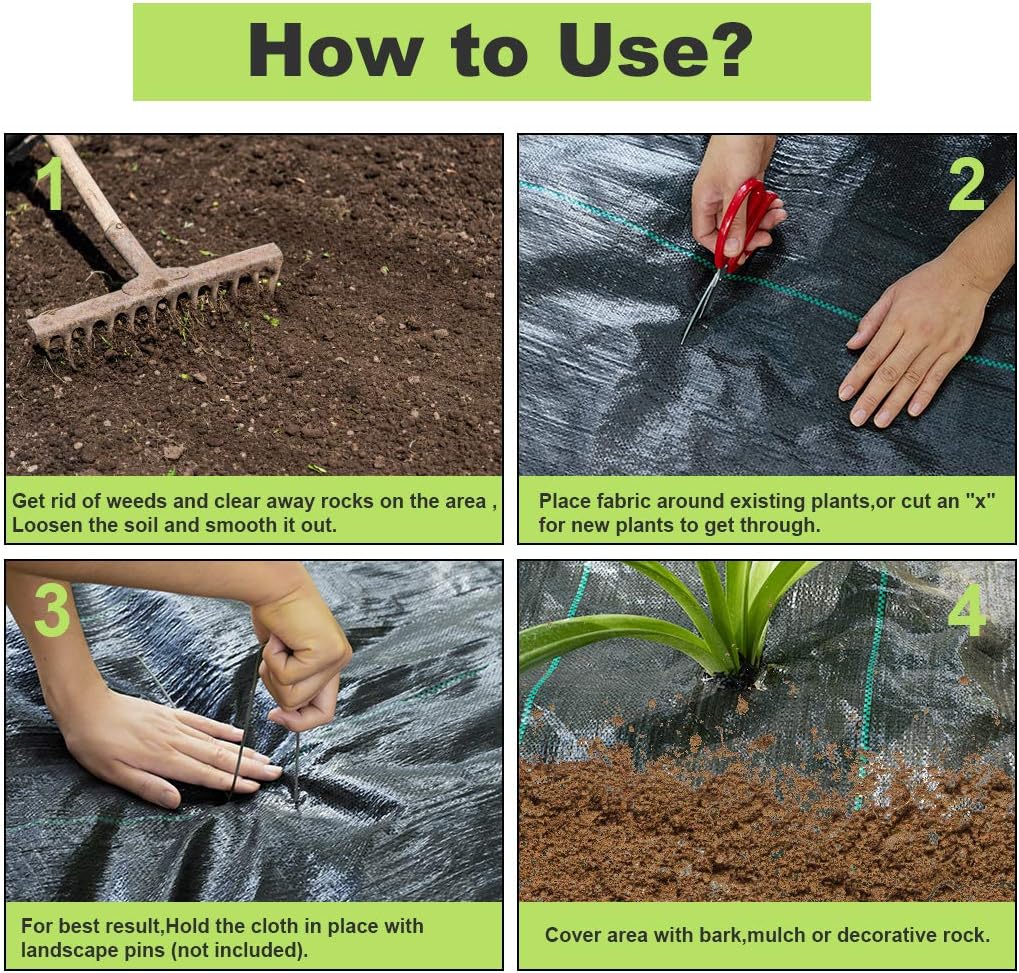 Premium Garden Landscape Fabric For Flower Bed Newtion Weed Barrier Fabric Yard Weed Moss Control Gardening