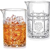 Coloch 2 Pack Crystal Cocktail Mixing Glasses, 22 Oz Vintage Bar Mixing Pitcher Weighted Bottom Seamless Cocktail Stirring Gl