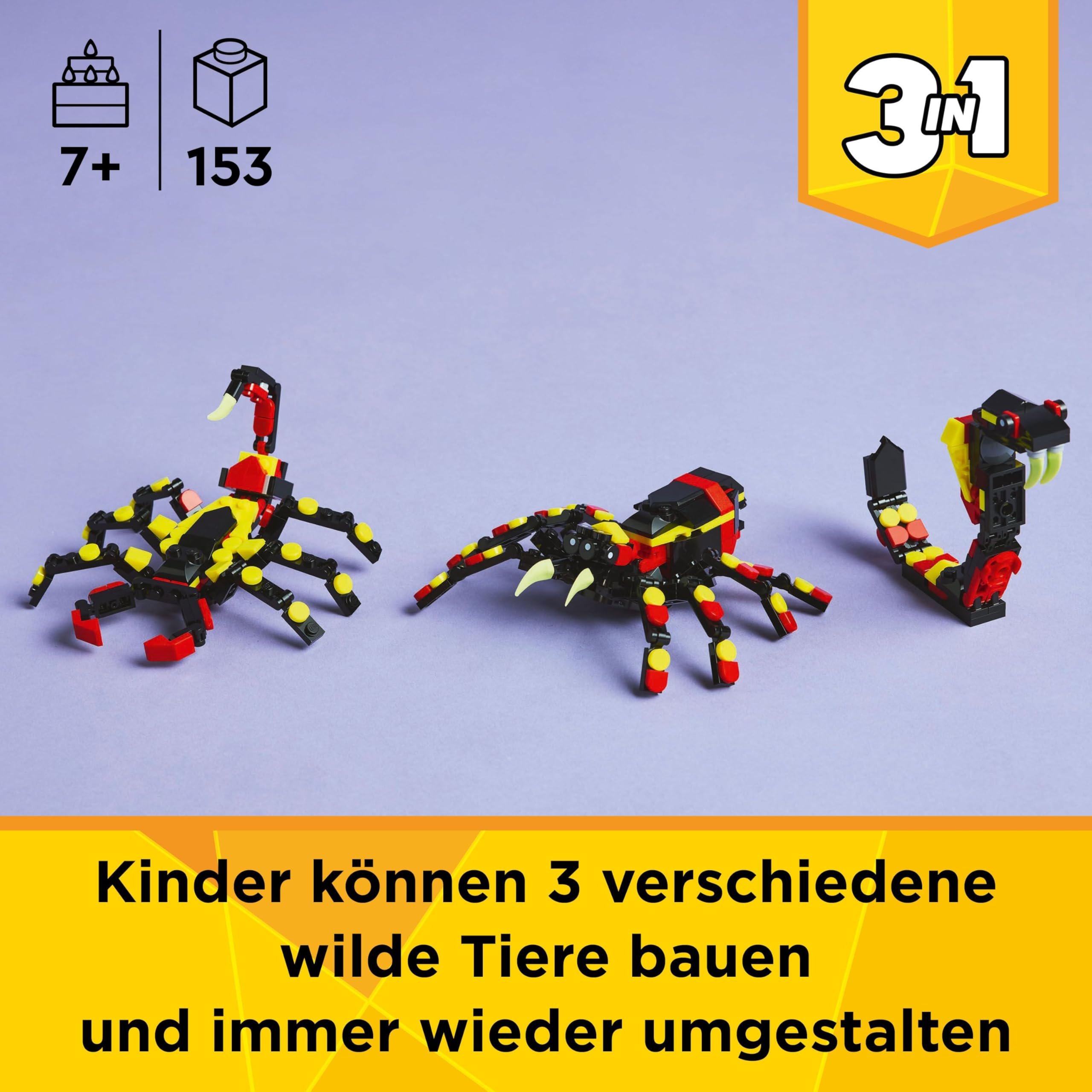 LEGO Creator 3in1 Wilde Tiere: Überraschungsspinne - Spielzeug zum Umbauen in eine Skorpion Figur oder Schlange - Bauset mit 3 Modellen - Geschenk für Jungen und Mädchen ab 7 Jahren 31159 2