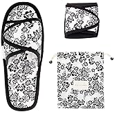 EUXTERPA Women Travel Slippers, Adjustable Ladies Slipper, Lightweight Easy Carry Foldable Travel Slippers with Storage Bag