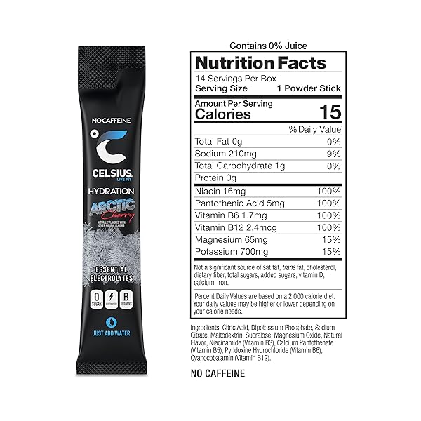 CELSIUS HYDRATION™ ARCTIC CHERRY, SUGAR FREE ELECTROLYTE HYDRATION DRINK MIX (PACK OF 14)