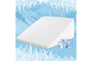 HOMBYS Cooling Bed Wedge Pillow Cover Q-max 0.4 Cool Pillowcases Super Soft & Skin-Friendly with Zipper Design, Removable & Machine Washable Pillowcase, (White, 25"x25"x8")