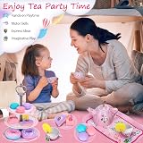 Auney 36 PCS Tin Tea Set Unicorn Toys for Girls Tea Party Pretend Play view 5