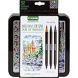 Crayola Brush & Detail Dual Tip Markers, Kids At Home Activities, 32 Colors, 16 Count