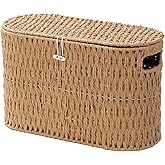 Coeusy Toilet Paper Basket with Lid,Paper Rope Decor Basket for Bathroom Organizers and Storage,Holds Up to 6 Mega Rolls,Decorative Hand-Woven Bathroom Bedroom Living Room Decor