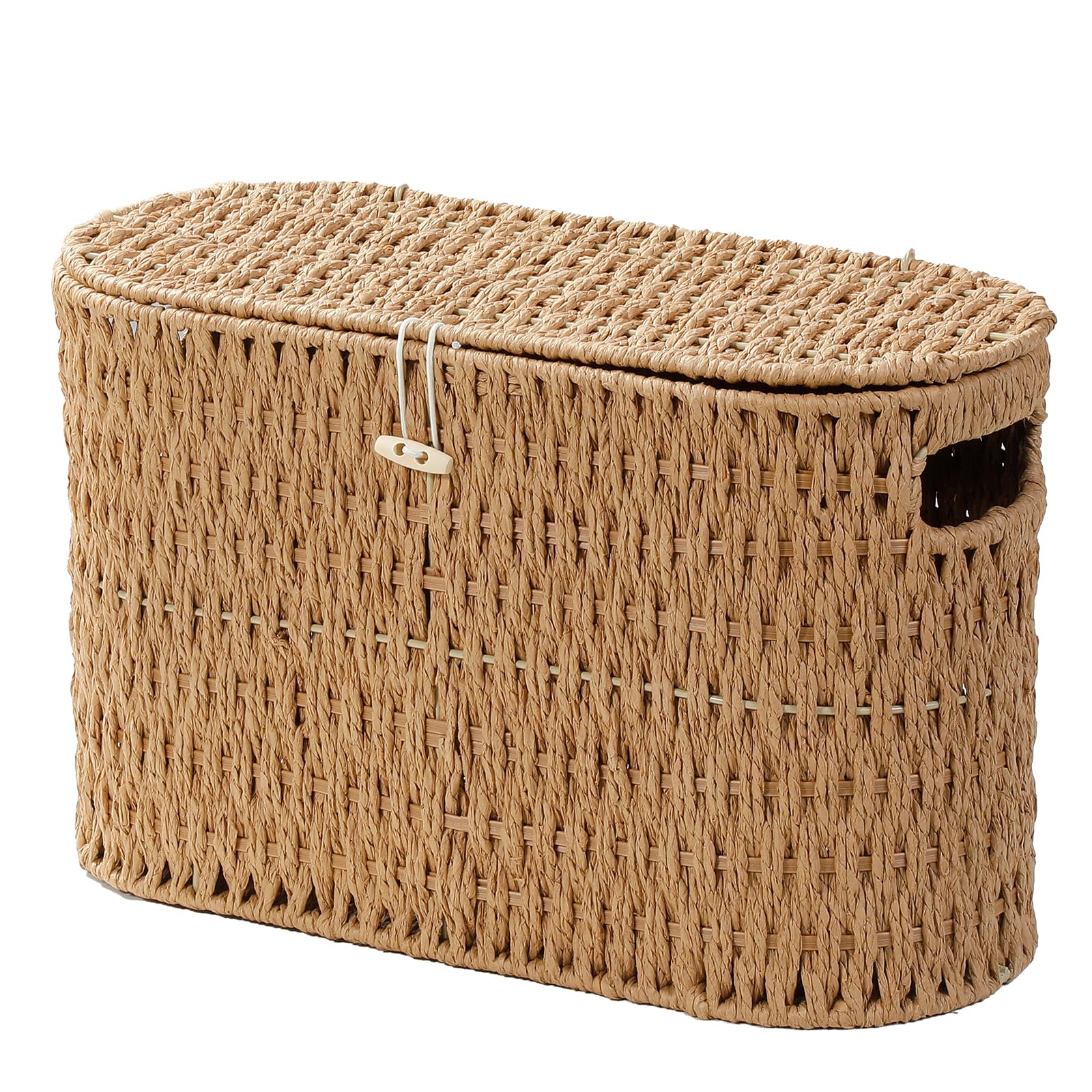 Photo 1 of Coeusy Toilet Paper Basket with Lid,Paper Rope Decor Basket for Bathroom Organizers and Storage,Holds Up to 6 Mega Rolls,Decorative Hand-Woven Bathroom Bedroom Living Room Decor